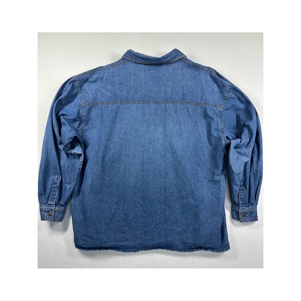 Vintage Together Chambray Embroidered Teddy Bears Shirt Sz XL Trees Button Up - Picture 2 of 11